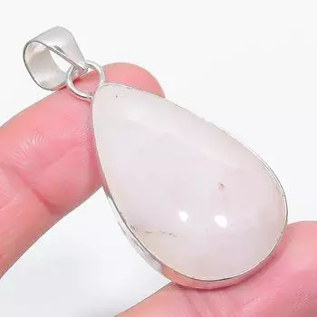 Натуральный камень Розовый Кварц Ювелирное изделие из стерлингового серебра 925 пробы Подвеска 2,25 R4a36