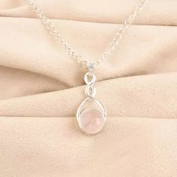 Натуральный камень Розовый Кварц Ювелирные изделия из стерлингового серебра 925 ручной работы Свадебная подвеска CP-25-22