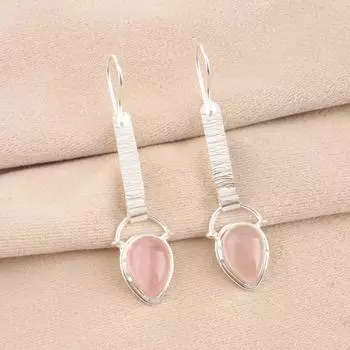 Натуральный камень Розовый Кварц Ювелирные изделия из стерлингового серебра 925 пробы Ручная работа Серьги 2,3 EE-166-28