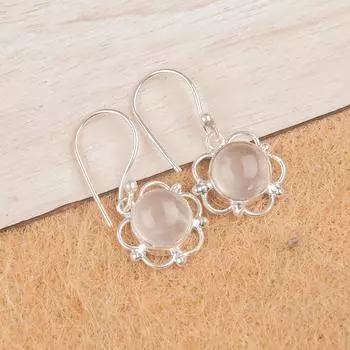 Натуральный камень Розовый Кварц Ювелирные изделия из серебра 925 пробы Ручная работа Серьги 1,40 EE-56-19