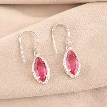 Натуральный камень Розовый Турмалин, серьги ручной работы из стерлингового серебра 925 пробы, 1,4 EE-169-9
