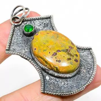 Натуральный камень стихтит, драгоценный камень перидот, подвеска из стерлингового серебра 925 пробы, 2,64 дюйма, j7M43