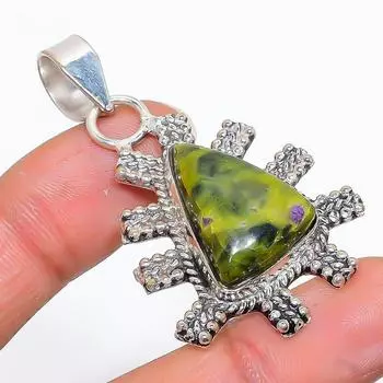Натуральный камень стихтит, драгоценный камень, подвеска ручной работы из стерлингового серебра 925 пробы, 2,01 дюйма, q7M39