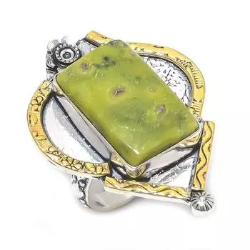 Натуральный камень стихтит, двухцветное кольцо из стерлингового серебра 925 пробы, размер 9 i6c68