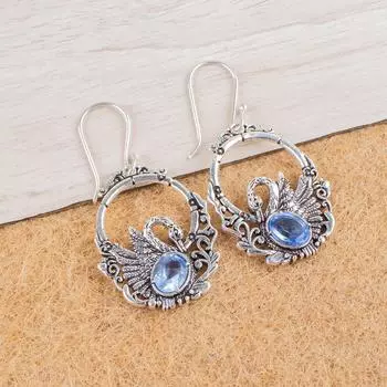 Натуральный камень Танзанит Ювелирные изделия из серебра 925 пробы Серьги-капли 1,64 CE-2-9