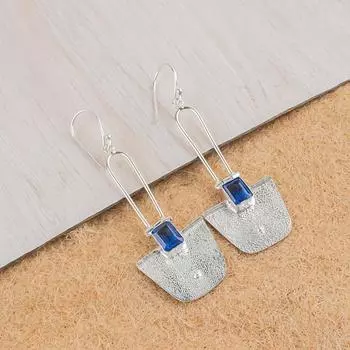 Натуральный камень танзанит, серебро 925 пробы, ювелирные изделия ручной работы, серьги 2,2 EE-68-10