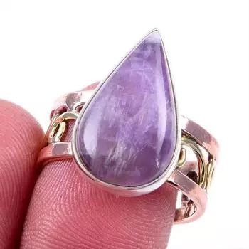 Натуральный камень Тиффани, драгоценный камень 925, твердое серебро, ювелирные изделия, двухцветное кольцо S.9US N4D99