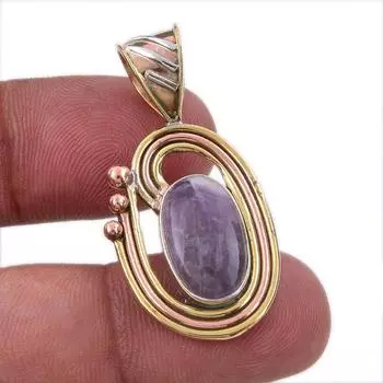 Натуральный камень Тиффани из стерлингового серебра 925 пробы, подарочный двухцветный кулон 1,50 дюйма y9O31