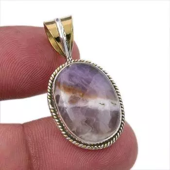 Натуральный камень Тиффани из стерлингового серебра 925 пробы, подарочный двухцветный кулон 1,50 дюйма n7D31