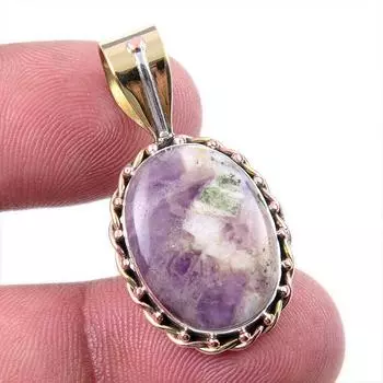 Натуральный камень Тиффани из стерлингового серебра 925 пробы, подарочный двухцветный кулон 1,50 дюйма O7k73