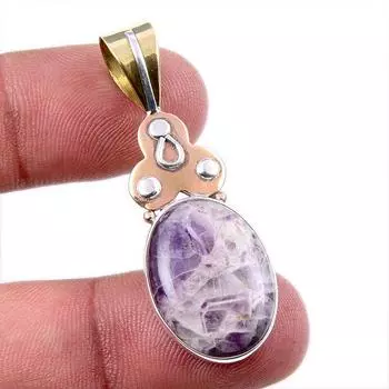 Натуральный камень Тиффани из стерлингового серебра 925 пробы, подарочный двухцветный кулон 1,75 дюйма Z8N61