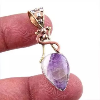 Натуральный камень Тиффани из стерлингового серебра 925 пробы, подарочный двухцветный кулон 1,75 дюйма Z5q04