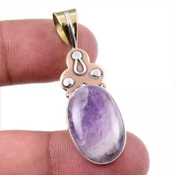 Натуральный камень Тиффани из стерлингового серебра 925 пробы, подарочный двухцветный кулон 1,75 дюйма J7S58