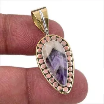 Натуральный камень Тиффани из стерлингового серебра 925 пробы, подарочный двухцветный кулон 1,50 дюйма o7W05