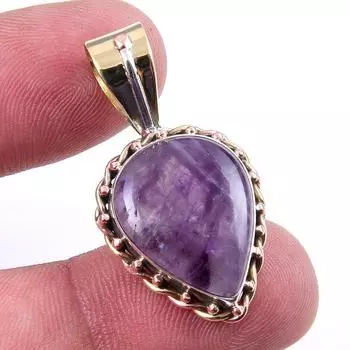 Натуральный камень Тиффани из стерлингового серебра 925 пробы, подарочный двухцветный кулон 1,25 дюйма V5o38