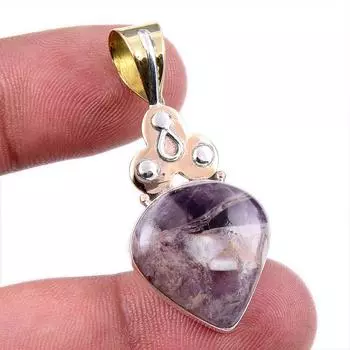 Натуральный камень Тиффани из стерлингового серебра 925 пробы, подарочный двухцветный кулон 1,75 дюйма P6g66