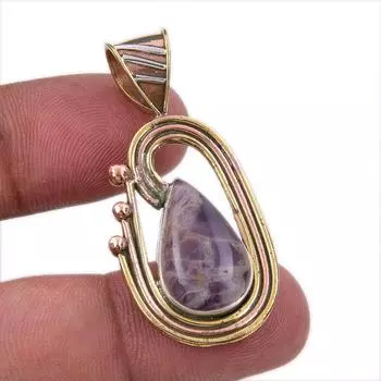 Натуральный камень Тиффани из стерлингового серебра 925 пробы, подарочный двухцветный кулон 1,50 дюйма k8m08