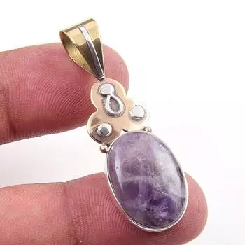 Натуральный камень Тиффани из стерлингового серебра 925 пробы, подарочный двухцветный кулон 1,75 дюйма N9i90