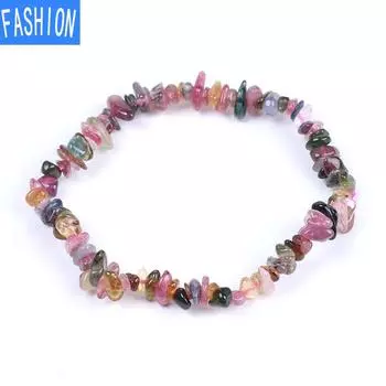 Натуральный камень турмалин красочный браслет ручной работы с хрустальной крошкой нерегулярный гравийный браслет женские ювелирные изделия