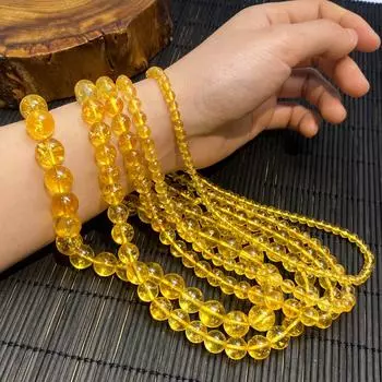 Натуральный камень, желтый кварц, круглые бусины цитрина для самостоятельного изготовления браслетов, ожерелий, ювелирных изделий 4mm 89pcs