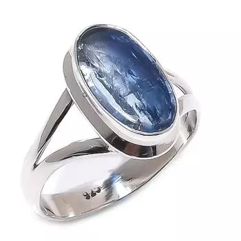 Натуральный кианит драгоценный камень 925 цельное серебро ювелирное изделие кольцо размер 7.5 Y4v76