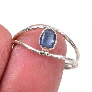 Натуральный кианит драгоценный камень ювелирное изделие ручной работы из стерлингового серебра 925 пробы размер 8.5 t2o11
