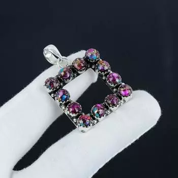 Натуральный Кингман Розовый Шиповатый Устричный Драгоценный Камень Серебряный Кулон из Стерлингового Серебра 925 пробы - Дизайн ручной работы, Ювелирное украшение для повседневной носки, Уникальный кулон в подарок 2.30 розовый