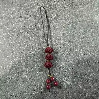 Натуральный киноварь Лотос автомобильный брелок китайский стиль счастливый телефон цепочка сумка кулон подвеска 02