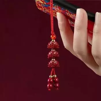 Натуральный киноварь Лотос автомобильный брелок китайский стиль счастливый телефон цепочка сумка кулон подвеска 01