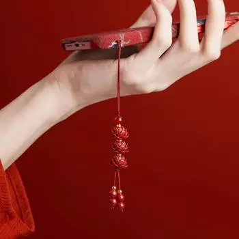 Натуральный киноварь Лотос автомобильный брелок китайский стиль счастливый телефон цепочка сумка кулон подвеска