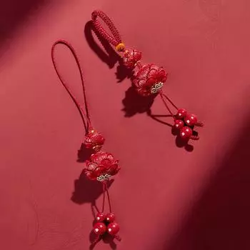 Натуральный киноварь Лотос автомобильный брелок китайский стиль счастливый телефон цепочка сумка кулон подвеска 06