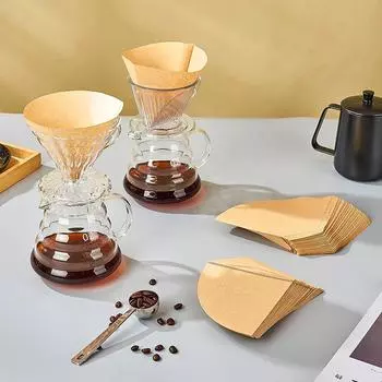 Натуральный кофейный фильтр-бумага V-образный одноразовый кофейный фильтр для капельного кофейного порошка фильтр-мешок Инструмент бариста Инструменты для заваривания кофе