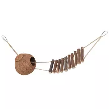 Натуральный кокосовый домик, птичье гнездо из кокосовой скорлупы, подвесной домик для попугая с веревкой для скалолазания