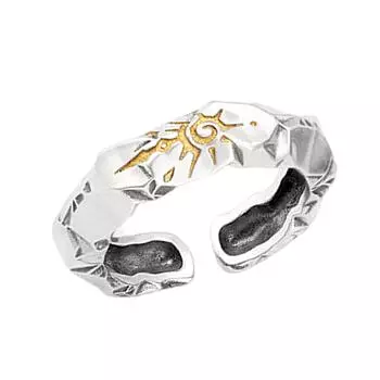 Натуральный Кольцо-печатка с камнем желаний для мужчин Символ удачи Кольцо на палец Регулируемый размер Открытое кольцо Унисекс аксессуар серебряный