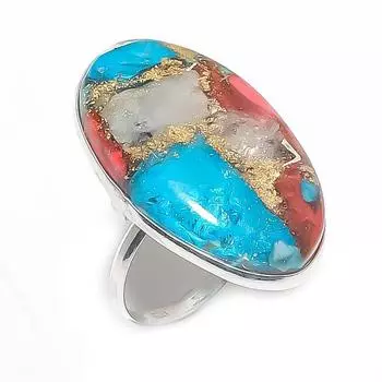 Натуральный колючий устричный драгоценный камень 925 пробы ювелирное кольцо размер 8.5 v1k78