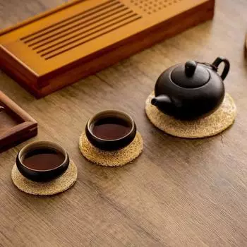 Натуральный коврик для чайника, волокно люфы, коврик для дома, аксессуары для чая, подставка для чайника 8cm