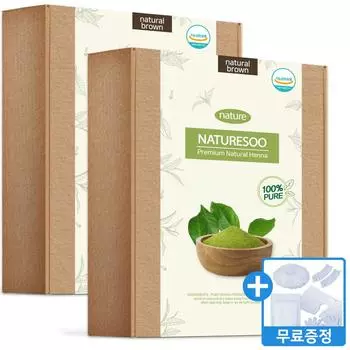 Натуральный краситель хна Naturesoo 100% закрашивает седину, 8 цветов, натуральный коричневый, 2 шт.