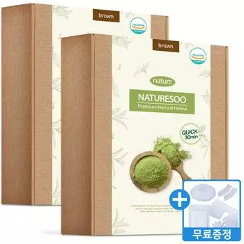 Натуральный краситель на основе хны Naturesoo 100% закрашивает седину, 8 цветов, коричневый, 2 шт.