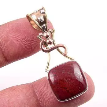 Натуральный красный драгоценный камень яшма 925 пробы, двухцветный кулон из стерлингового серебра 1,75 дюйма r0b92