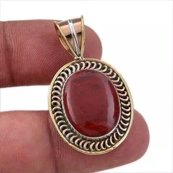 Натуральный красный драгоценный камень яшма 925 пробы, двухцветный кулон из стерлингового серебра 1,50 дюйма P9b19