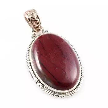 Натуральный красный драгоценный камень яшма из стерлингового серебра 925 пробы Подарочный двухцветный кулон 1,5 дюйма m3H01