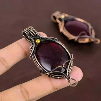 Натуральный красный лабрадорит, драгоценный камень, медная проволока, завернутая в подарок, 2,8 дюйма, y1d64