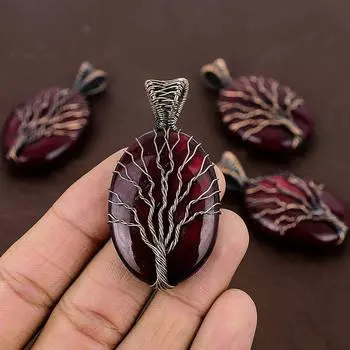 Натуральный красный лабрадорит, драгоценный камень, подвеска ручной работы из медной проволоки, 2,36 дюйма, d8B27