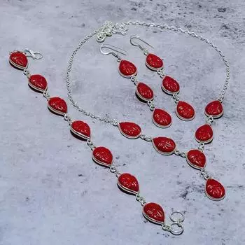 Натуральный красный оникс, драгоценный камень ручной работы, подарочный комплект ювелирных изделий из стерлингового серебра 925 пробы k8u29