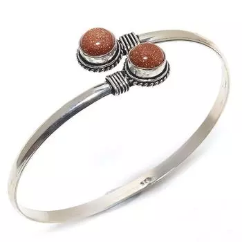 Натуральный красный солнечный камень драгоценный камень ручной работы новогодний подарок браслет-манжета Adj q0z11