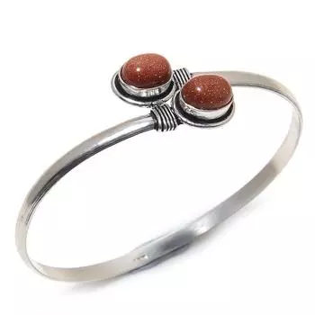 Натуральный красный солнечный камень драгоценный камень ручной работы подарок на Новый год браслет-манжета Adj P9S20