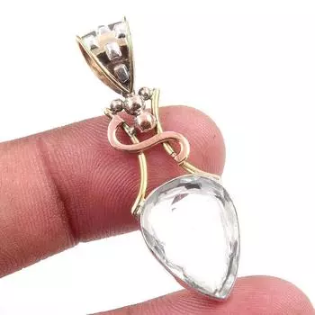 Натуральный кристалл кварца драгоценный камень 925 твердое серебро двухцветный кулон 1,75 дюйма s7b32
