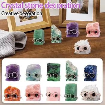 Натуральный кристалл Маленький ежик Украшения Домашние офисы Настольные игры Питомец ежик в очках Креативное украшение One Size