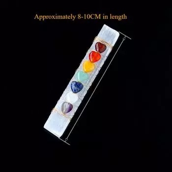 Натуральный кристалл, необработанный камень, гипсовый стержень в форме сердца из семи цветов, энергетический стержень в форме персикового сердца, минеральный образец, орнамент Seven-color love plaster stick