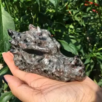 Натуральный кристалл Пламя Камень Голова Дракона Оригинальный полированный камень Diy Украшение для рабочего стола Украшения для дома и офиса 1pc